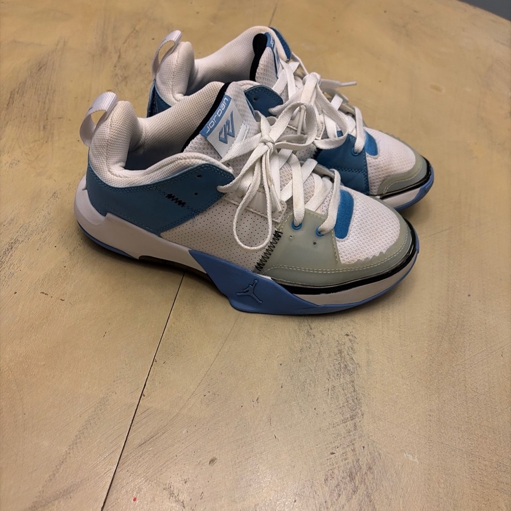 Youth Jordan One Take 5 White/Skype Blue Basketball Shoes Size 5.5Y